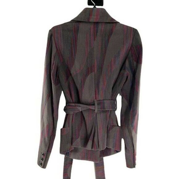 Anthropologie Cidra Womens Belted Asymmetric Hem Front Pockets Boho Jacket Sz 10 - Picture 5 of 9